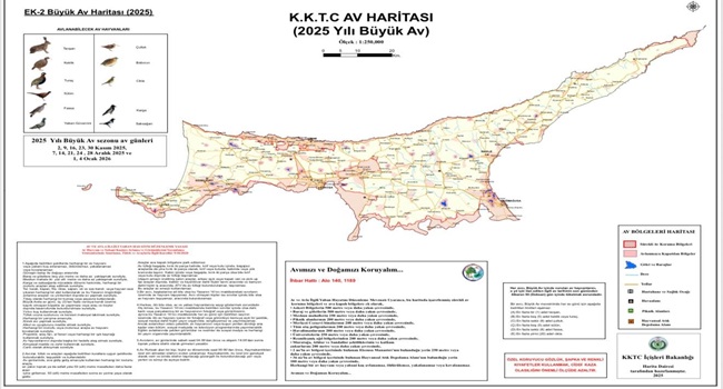 Büyük Av haritası ve günleri açıklandı (12 av günü avlanılacak)